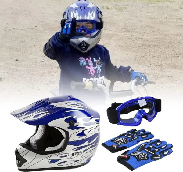 XFMT DOT Youth Kids Motocross Offroad Street Dirt Bike Helmet Goggles Glove - Image 7