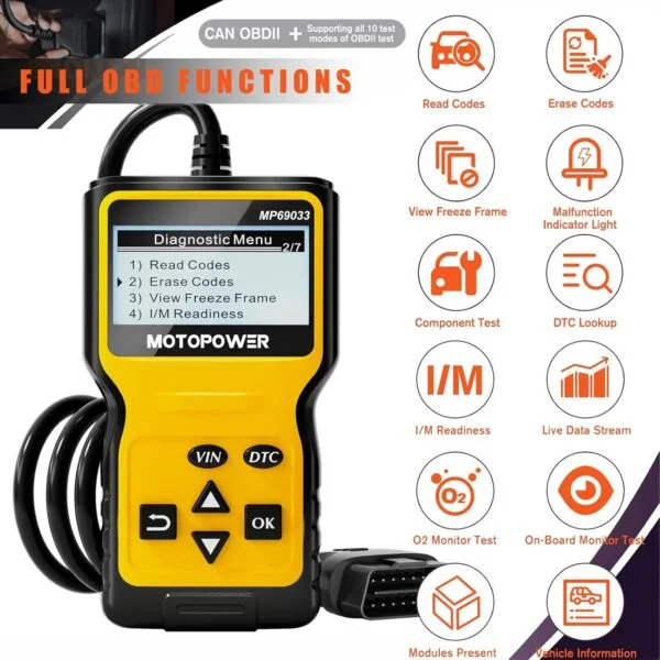 MOTOPOWER MP69033 Car OBD2 Scanner Code Reader Engine Fault Scanner - Image 2