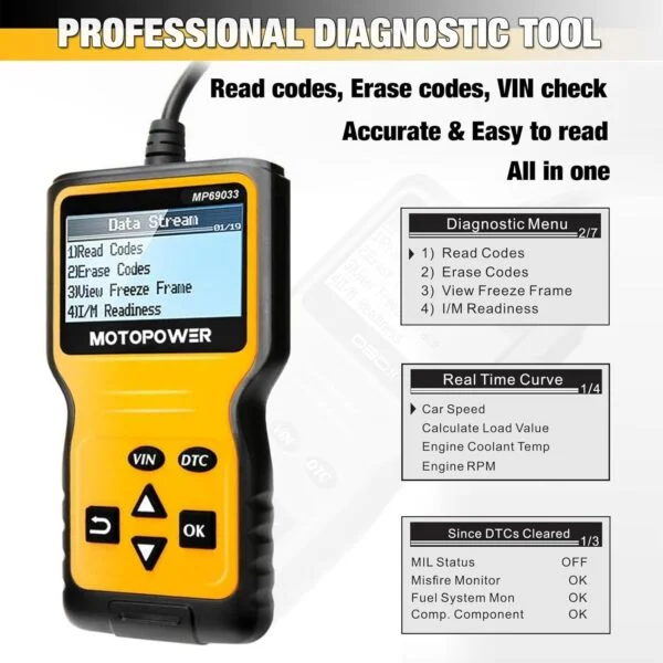 MOTOPOWER MP69033 Car OBD2 Scanner Code Reader Engine Fault Scanner - Image 4