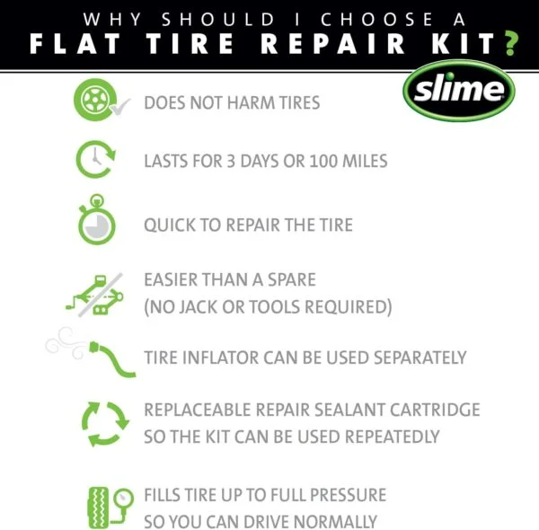 Slime 50107 Flat Tire Puncture Repair, Smart Spair, Emergency Kit for Car Tires, - Image 6