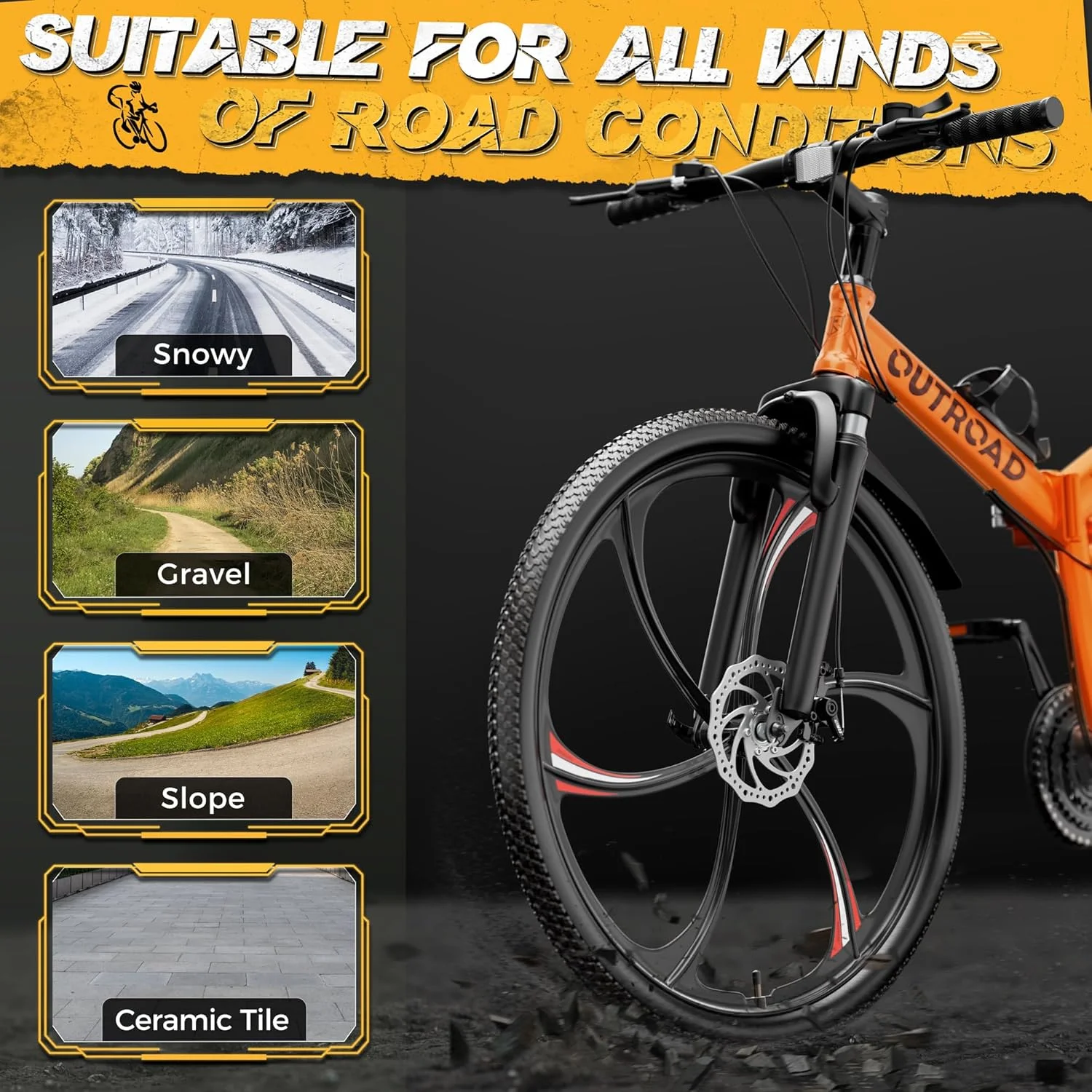 Outroad R100 Folding Mountain Bike - Image 7
