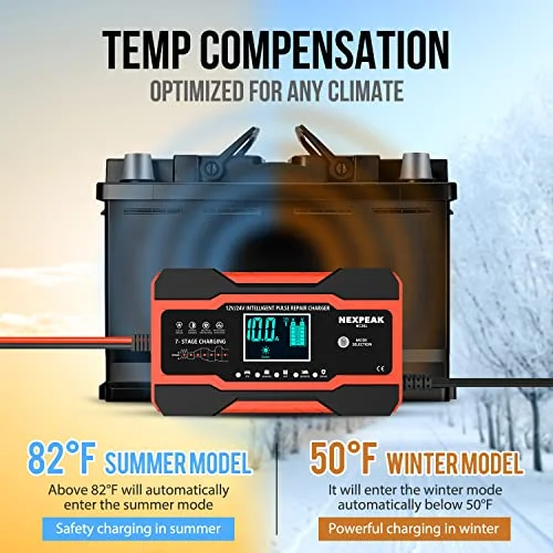 10-Amp Smart Fully Automatic Battery Charger, 12V and 24V, Maintainer Trickle Charger - Image 6