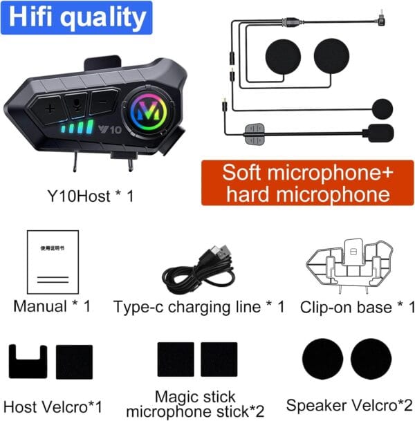 Bluetooth Helmet Intercom 300M Wireless Intercomunicador 2000Mah - Image 3